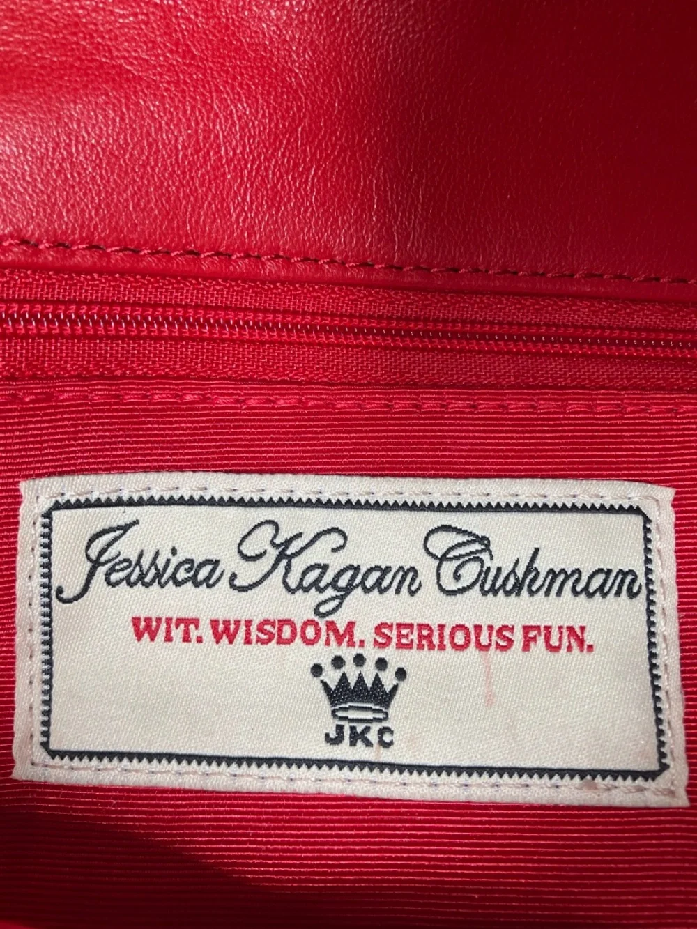 Jessica Kagan Cushman JK  Gold Faux Crocodile Leather Skull “Bite Me